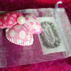 Seashell Pink Polka Dot Hair Clip